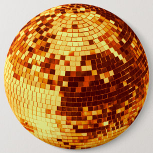 Retro-Diskokugel glitzern Glitter Gold Geburtstag Button