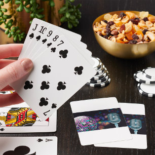 Retro-Diskokugel und Vintage-Mikrofon Spielkarten