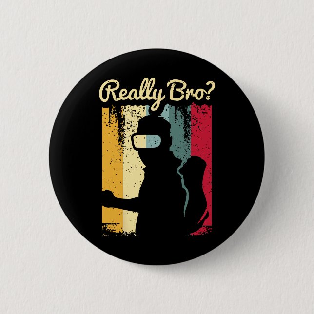 Retro-Distressed-Art Virtual Reality-Grafik für ei Button (Vorderseite)