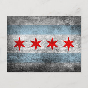Retro-Distressed-Flagge von Chicago Postkarte