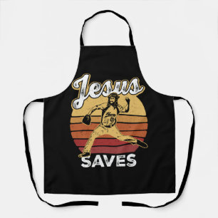 Retro Distressed Jesus Rette Baseball Pitcher Fan Schürze