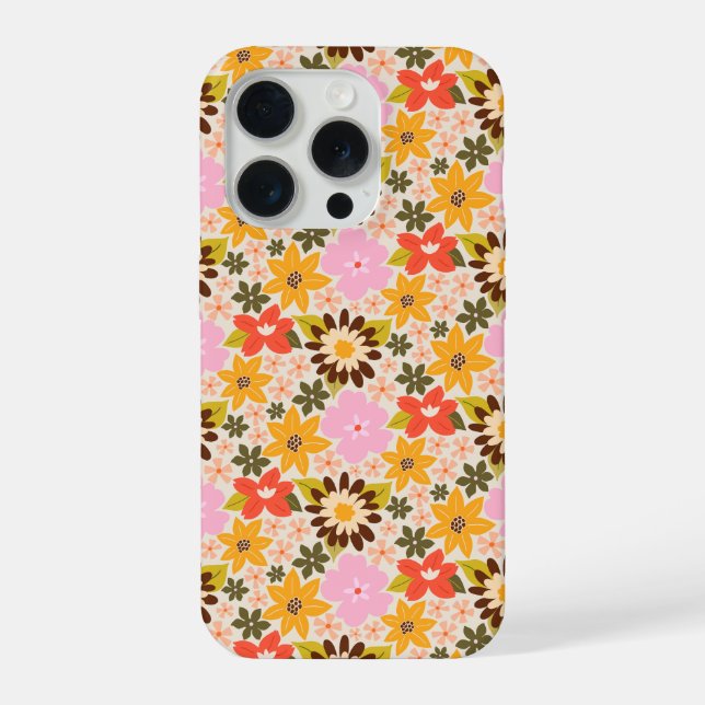 Retro-ditsy-Blumenblütenmuster iPhone Hülle (Rückseite)