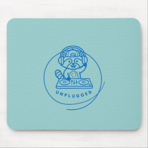 Retro-DJ-Waschbär-Pastell-Marmor-Textur-Mauspad Mousepad