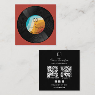 Retro-Djing Moderne Musik-DJ-Vinyl-Musiker Quadratische Visitenkarte