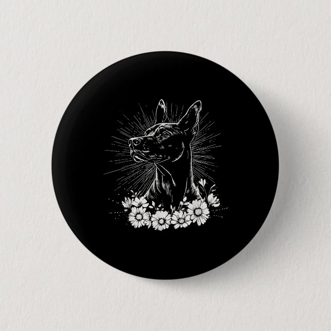 Retro Doberman Pinscher Dog Lover Tattoo Style Button (Vorderseite)