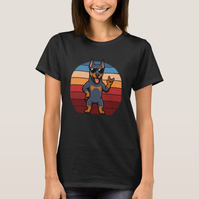 Retro Dobermann Pinscher Mutter Lustiger Dobermann T-Shirt (Vorderseite)