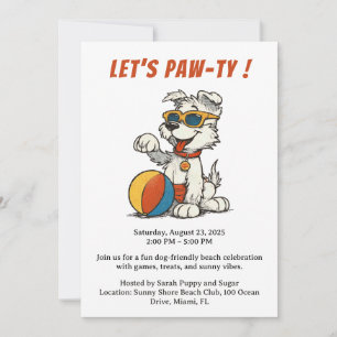 Retro Dog Beach Party Einladung - Vintager Cartoon