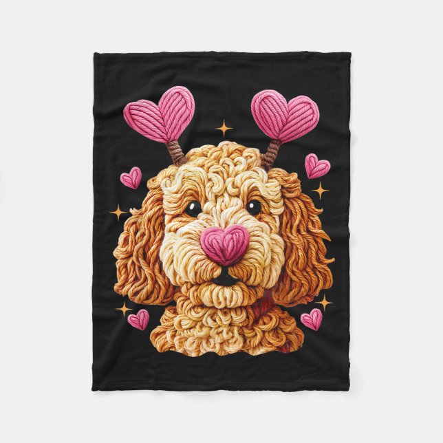 Retro Dog Goldendoodle Valentines Funny Gift Women Fleecedecke (Vorderseite)