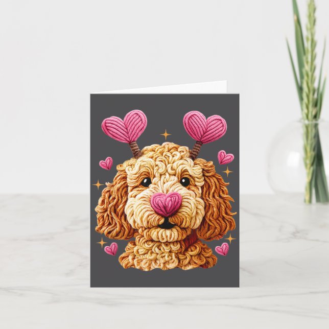 Retro Dog Goldendoodle Valentines Funny Gift Women Karte (Vorderseite)
