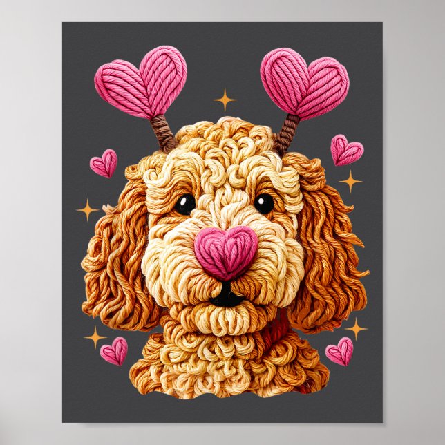 Retro Dog Goldendoodle Valentines Funny Gift Women Poster (Vorne)