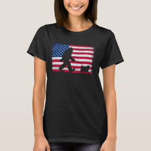 Retro Dog Mops Vater 4. Juli US-Flag Pat T-Shirt