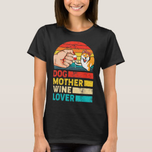 Retro Dog Mutter Wine Shiba Inu Dog Muttertag T-Shirt