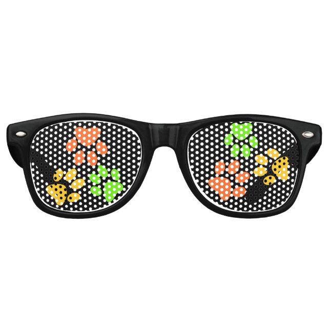 Retro Dog Paw Prints Sonnenbrille (Vorderseite)