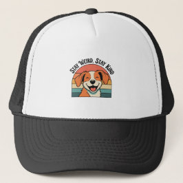 Retro Dog Positive Vibes Trucker Hat Truckerkappe