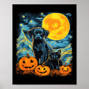 Retro Dog Pumpkin Halloween Funny Dogs Halloween Poster