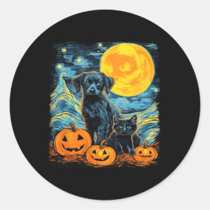 Retro Dog Pumpkin Halloween Funny Dogs Halloween Runder Aufkleber