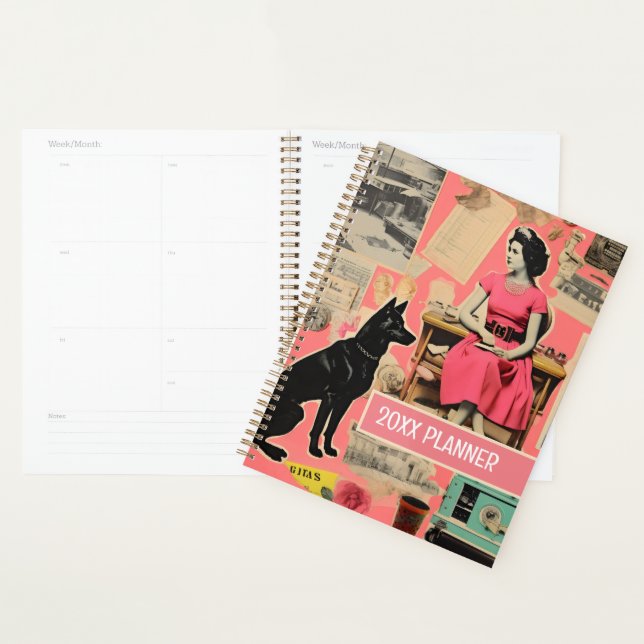 Retro Dog Rosa Lady Collage Scrapbooking Planer (Anzeige)
