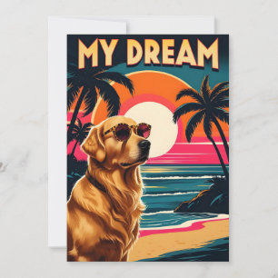 Retro Dog Sonnenbrille Vintag Sunset Beach Ankündigung