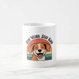 Retro Dog Stay Kind White Coffee Mug Kaffeetasse