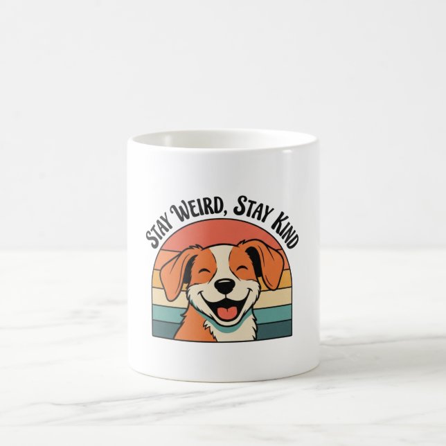 Retro Dog Stay Kind White Coffee Mug Kaffeetasse (Mittel)
