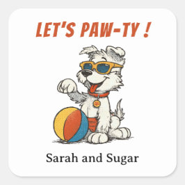 Retro Dog Stickers - Vintager Cartoon Welpe mit Be