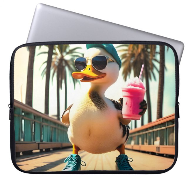 Retro Dog Sunglasses Vintage Sunset Beach  Laptopschutzhülle (Vorderseite)