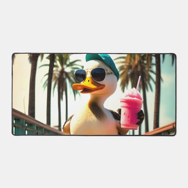 Retro Dog Sunglasses Vintage Sunset Beach  Schreibtischunterlage (Vorderseite)