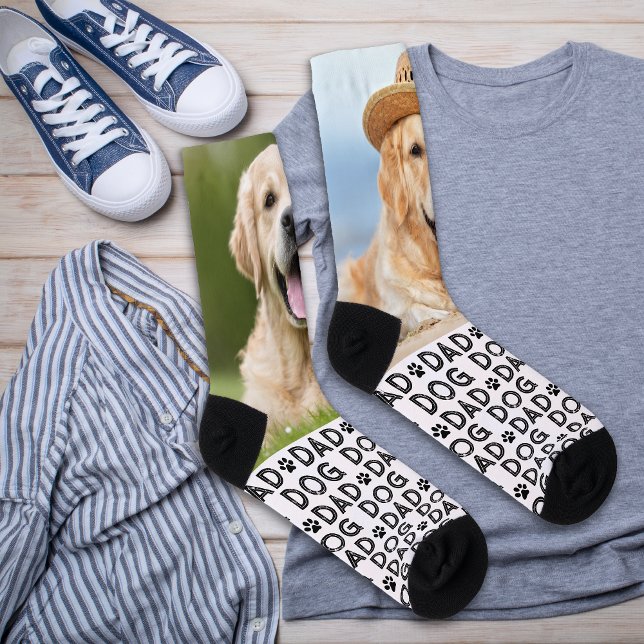 Retro DOG VATER Personalisiertes Muster Foto Crew Socken (Von Creator hochgeladen)