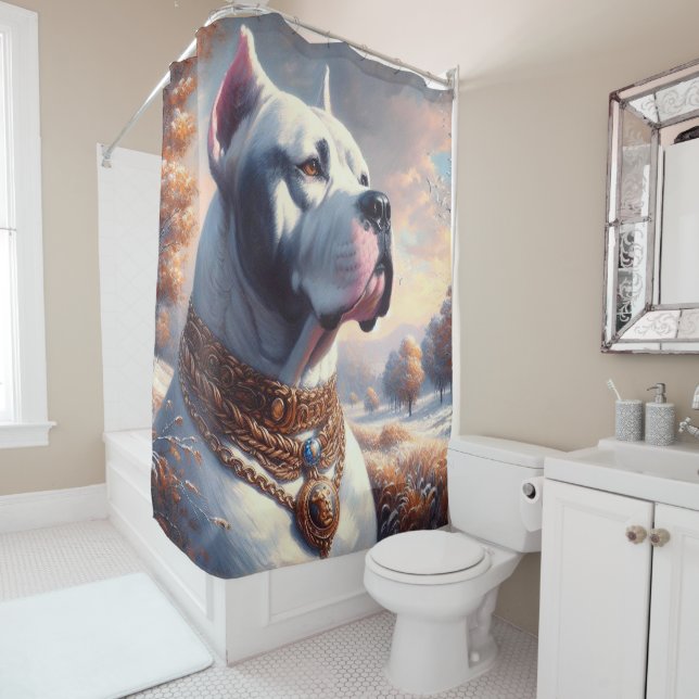 Retro Dogo Argentino Malerei Duschvorhang (Beispiel)
