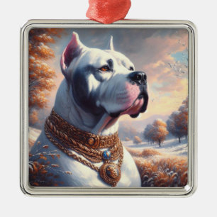 Retro Dogo Argentino Malerei Ornament Aus Metall