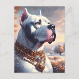 Retro Dogo Argentino Malerei Postkarte