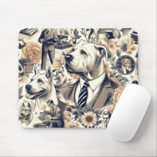 Retro Dogo Argentino Nahtlos Mousepad