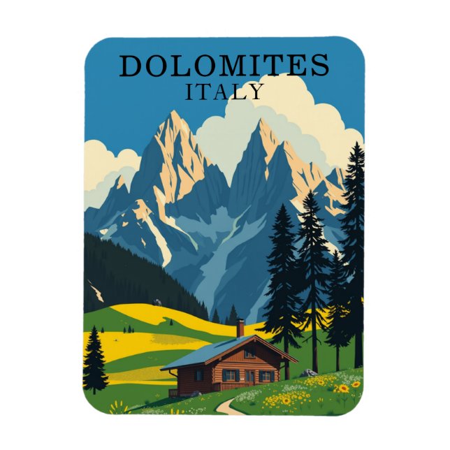 Retro Dolomites Italien Reisen Souvenir Magnet (Vertikal)