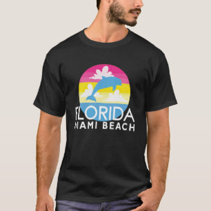 Retro Dolphin Miami Beach FL Sun Wear Mode Miam T-Shirt