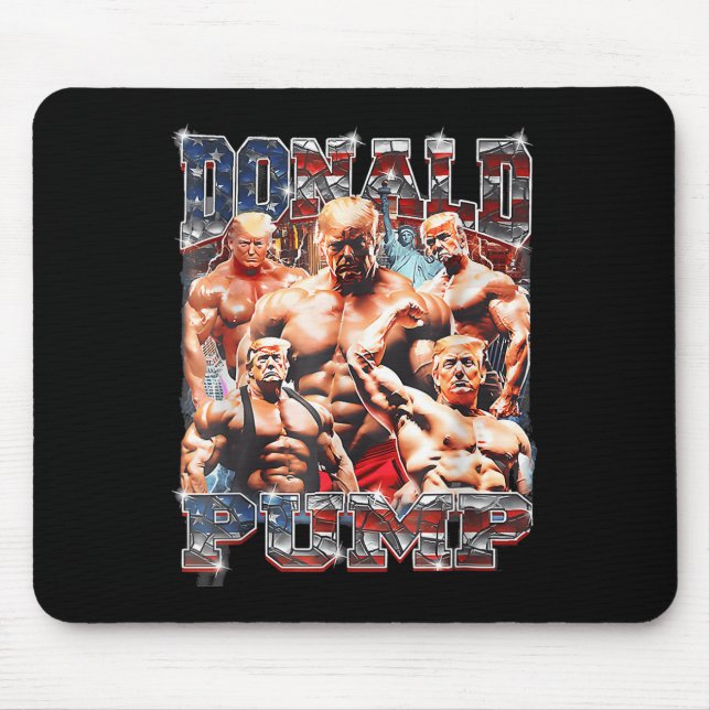 Retro Donald Pump Gym Collage Foto Meme Funny Mousepad (Vorne)