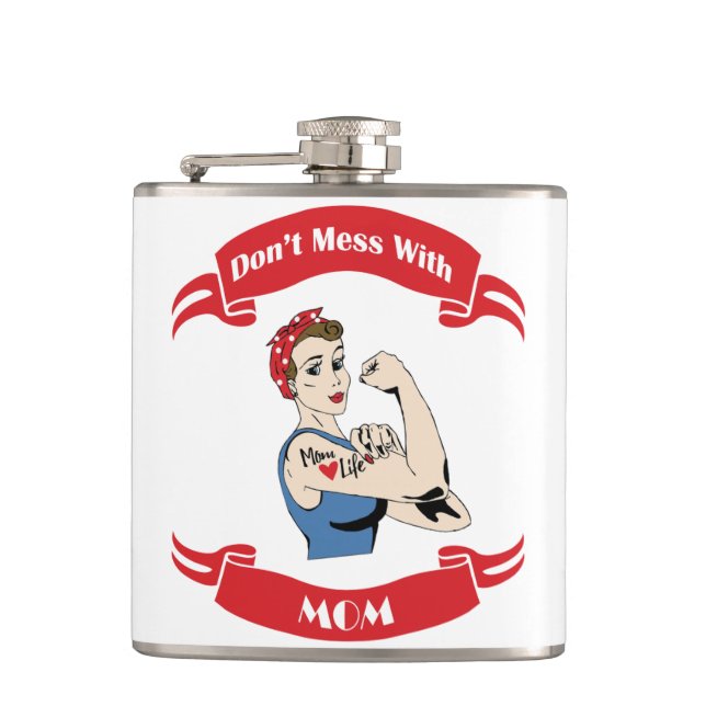 Retro Don't Mess mit MAMA Flachmann (Vorderseite)