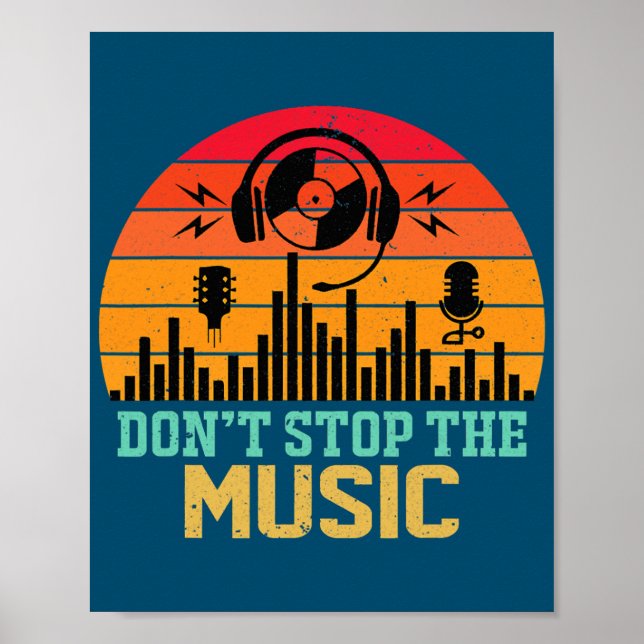 Retro Don't Stop The Music Lover Sound Headphones Poster (Vorne)