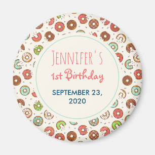 Retro Donut Muster Niedlich farbig Save the Date Magnet