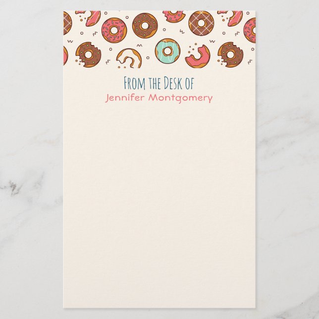 Retro Donut Muster Niedlicher Farbstil Briefpapier (Vorderseite)