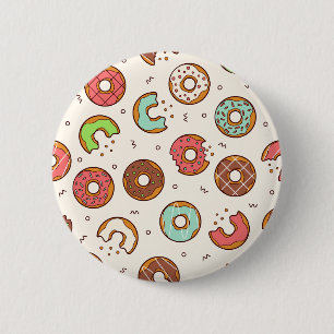 Retro Donut Muster Niedlicher Farbstil Button