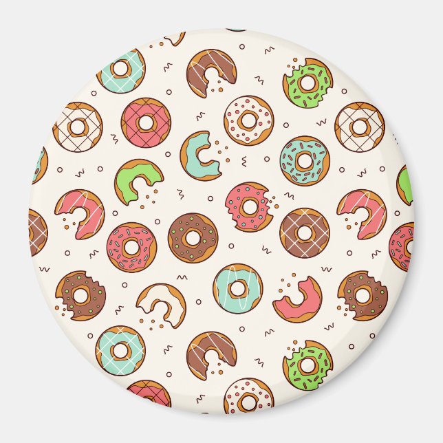 Retro Donut Muster Niedlicher Farbstil Magnet (Vorne)