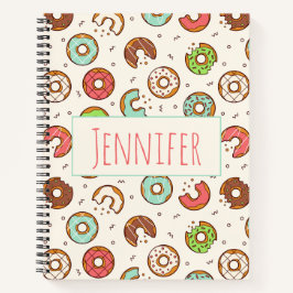 Retro Donut Muster Niedlicher Farbstil Notizbuch