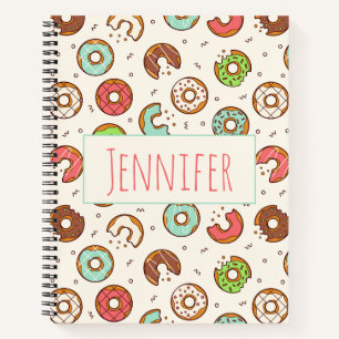 Retro Donut Muster Niedlicher Farbstil Notizbuch
