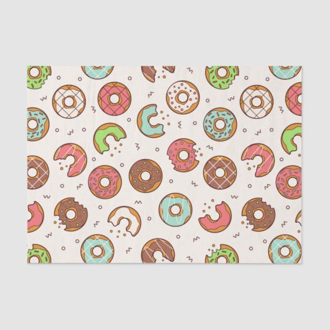 Retro Donut Muster Niedlicher Farbstil Seidenpapier (Vorderseite)