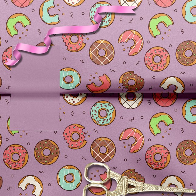 Retro Donut Pattern Berry Seidenpapier (Von Creator hochgeladen)