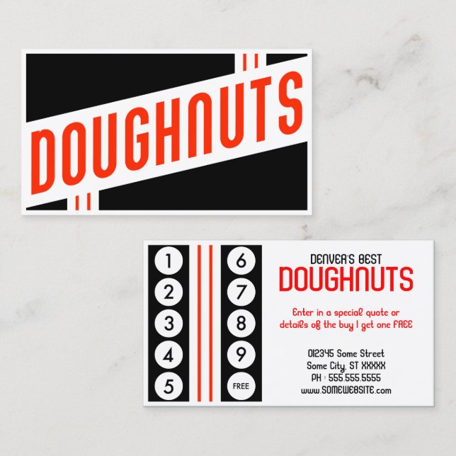 Retro Donuts Briefmarke Treuekarte (Vorne/Hinten)