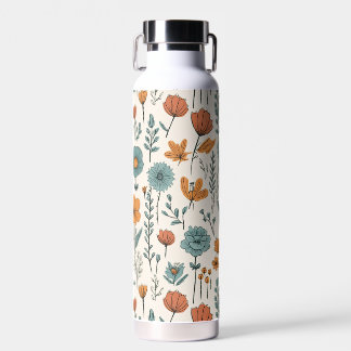 Retro Doodle Blume Botanische Blumenmuster Trinkflasche