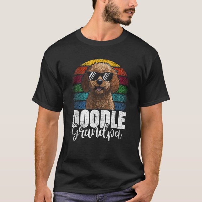 Retro Doodle Grandpa Goldendoodle Dog Lover Father T-Shirt (Vorderseite)