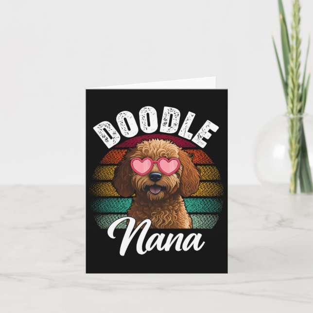 Retro Doodle Nana Goldendoodle Dog Lover Mütter D Karte (Vorderseite)