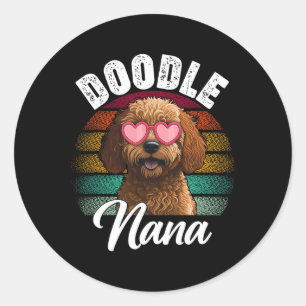 Retro Doodle Nana Goldendoodle Dog Lover Mütter D Runder Aufkleber